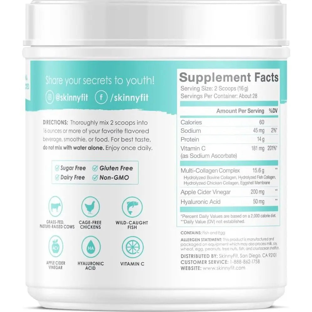 SkinnyFit Super Youth Plus Multi-Collagen Peptides Unflavored Collagen NEW Skinny Fit - Dance Express Shop