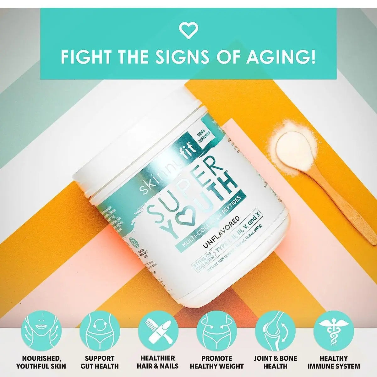 SkinnyFit Super Youth Plus Multi-Collagen Peptides Unflavored Collagen NEW Skinny Fit - Dance Express Shop