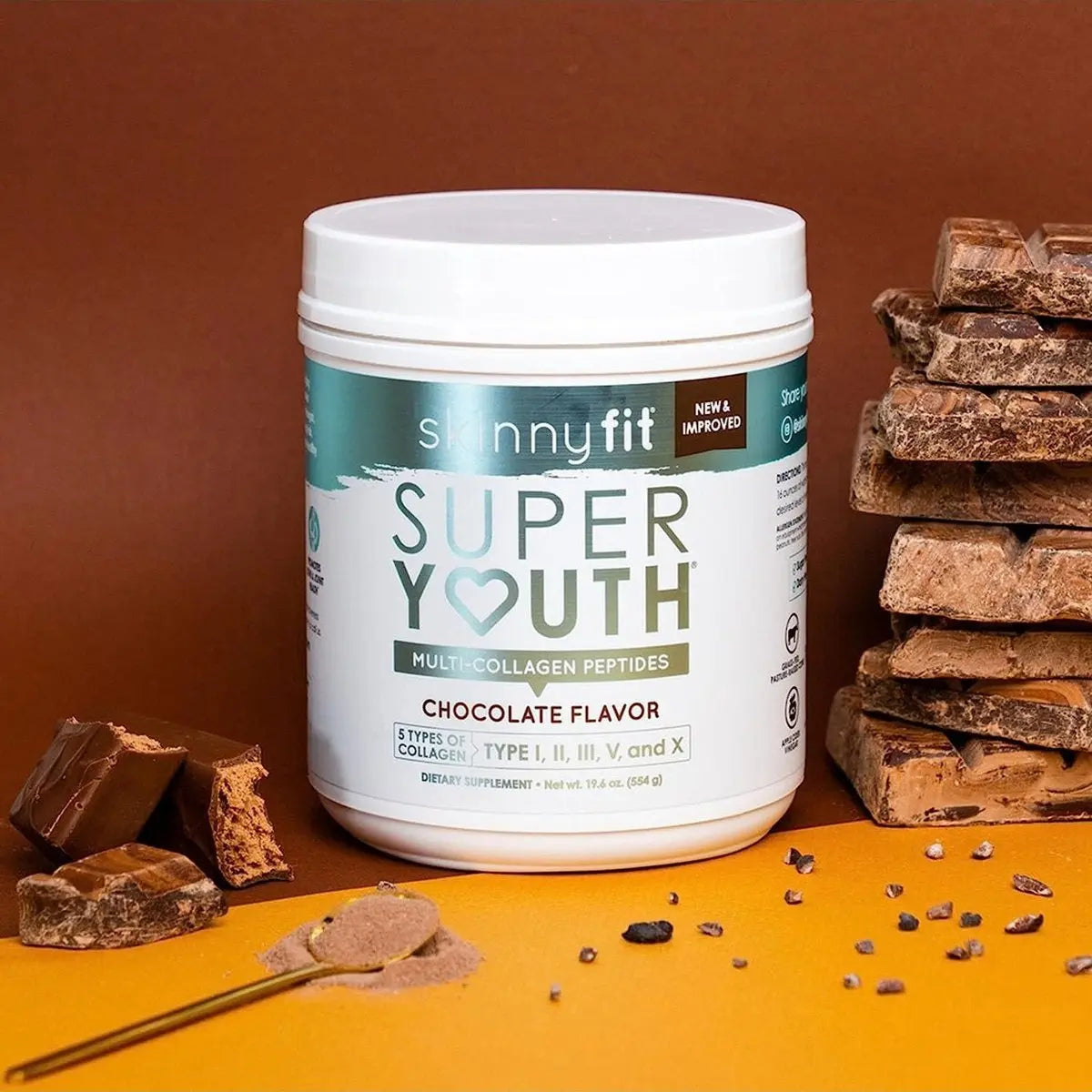 SkinnyFit Super Youth Plus Multi-Collagen Peptides Chocolate Flavor Collagen NEW Skinny Fit Skinnyfit