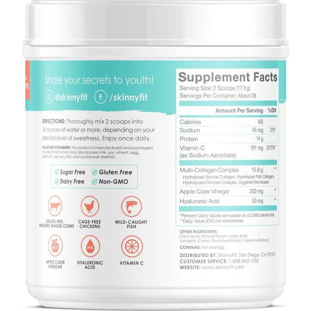 SkinnyFit Super Youth Multi-Collagen Peptides Peach Mango Flavor NEW Skinny Fit Skinnyfit