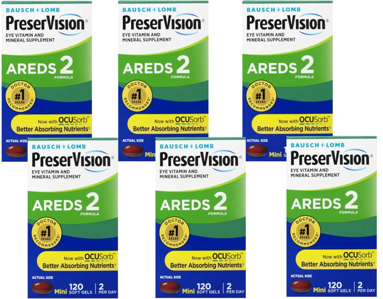 B&L PreserVision AREDS 2 Vitamin & Mineral Supplement Soft Gels 120 ct Pack of 6 -  Bausch + Lomb