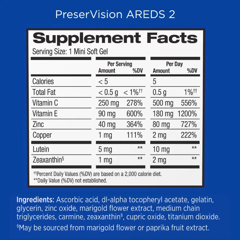 B&L PreserVision AREDS 2 Vitamin & Mineral Supplement Soft Gels 120 ct Pack of 6 -  Bausch + Lomb