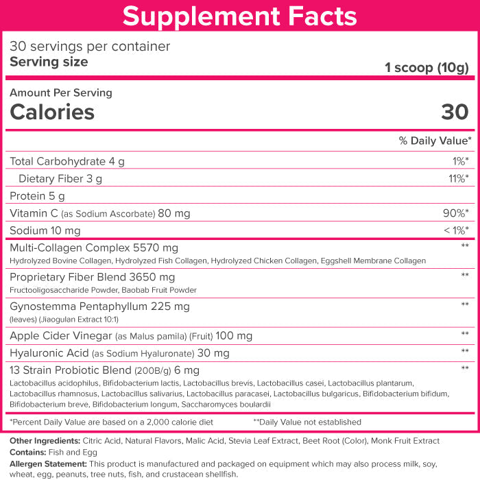 Skinnyfit - Super Youth Multi-Collagen Peptides + Organic Baobab and Probiotics - Strawberry Watermelon Flavor -  Skinnyfit