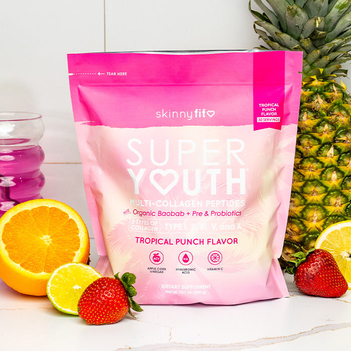 Skinnyfit - Super Youth Multi-Collagen Peptides + Organic Baobab and Probiotics - Tropical Punch Flavor -  Skinnyfit